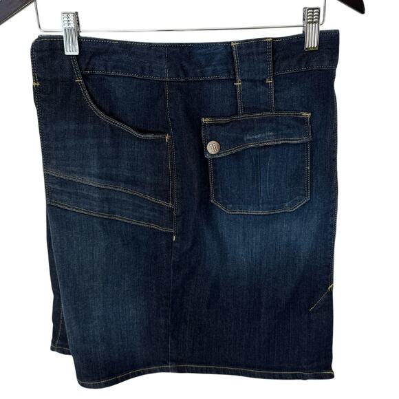 TOMMY HILFIGER Jean Skirt Womens 8 Dark Wash Denim Mini Pencil Patch Pockets - Picture 3 of 7